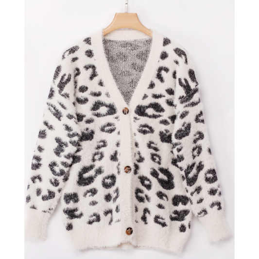 White Leopard Cardigan