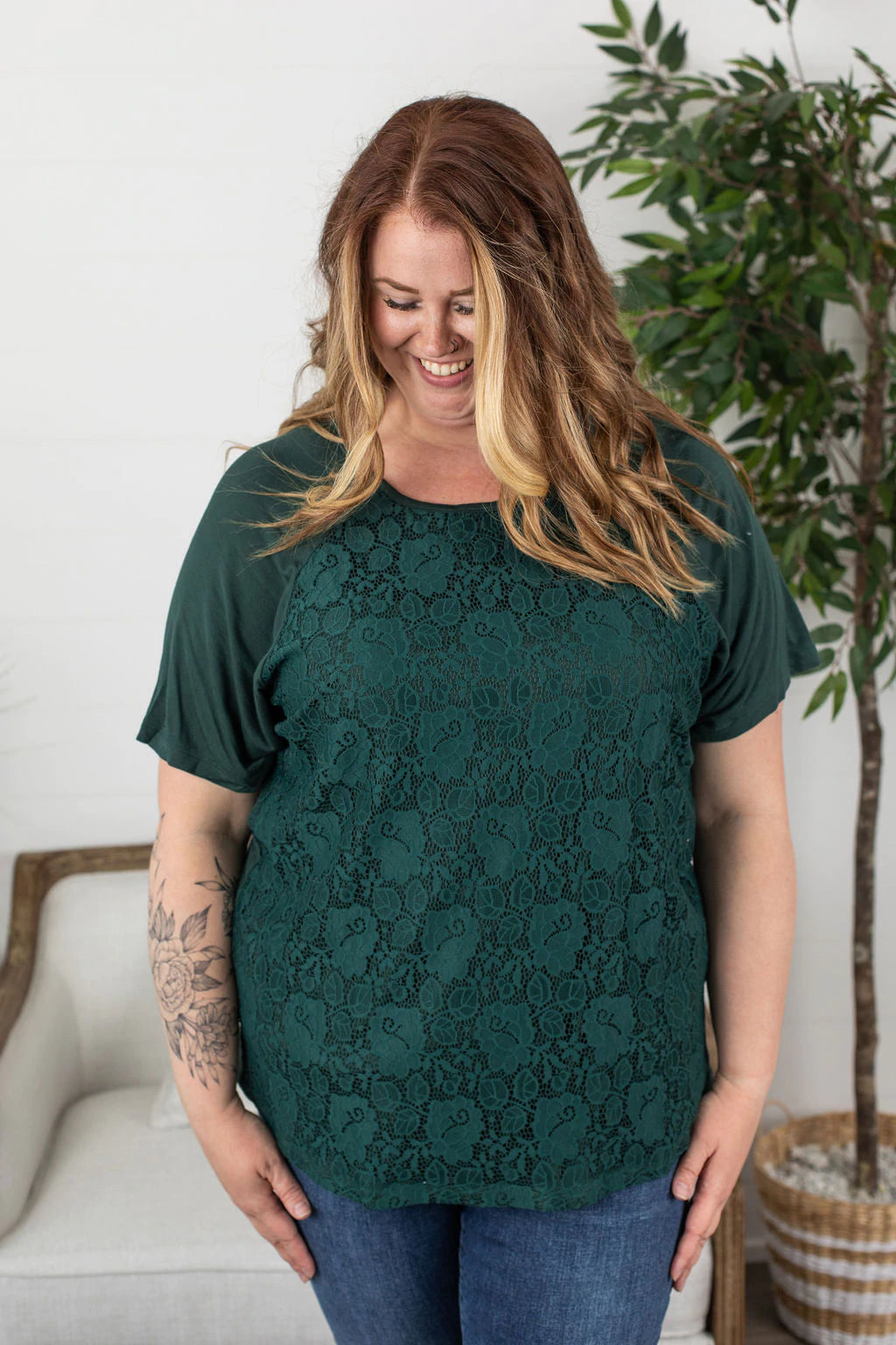 Juliet Lace Tee- Green